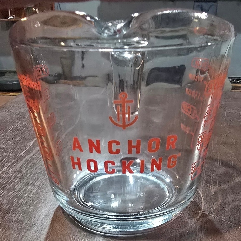 Anchor Hocking Glass‎ Measuring Cup 2 Cup 16 oz Red Lettering Fire-King USA Made